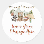 Woodland One Happy Camper Verjaardag Uw bericht Ronde Sticker (Voorkant)