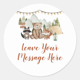 Woodland One Happy Camper Verjaardag Uw bericht Ronde Sticker