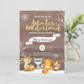 Woodland ONEderland First Birthday Invitation Kaart (Staand voorkant)