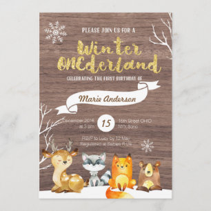 Woodland ONEderland First Birthday Invitation Kaart