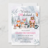 Woodland ONEderland Verjaardag Meisje Uitnodiging (Voorkant)
