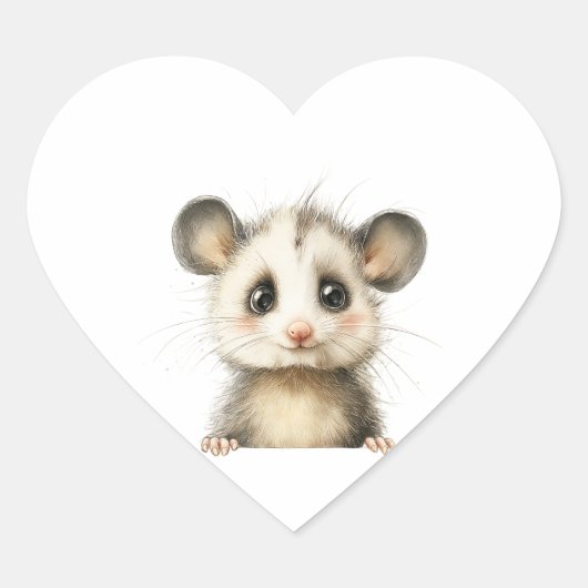 Woodland Opossum Baby Shower • Cute Hart Sticker (Voorkant)