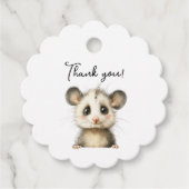 Woodland Opossum Baby Shower • Neutral Bedankjes Labels (Voorkant)