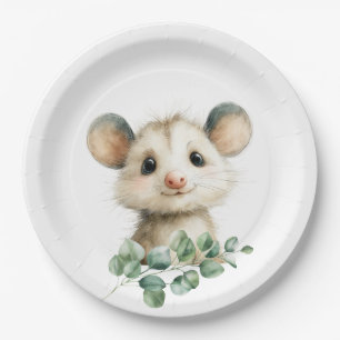 Woodland Opossum Baby Shower • Neutral Papieren Bordje