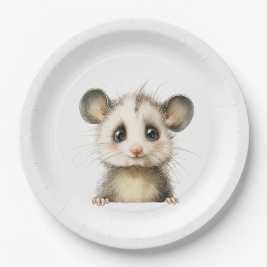 Woodland Opossum Baby Shower • Neutral Papieren Bordje (Voorkant)