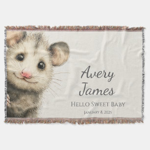 Woodland Opossum Baby • Warm Cream Nursery Deken