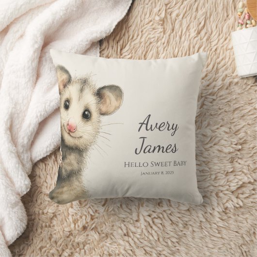 Woodland Opossum Baby • Warm Cream Nursery Kussen (Deken)