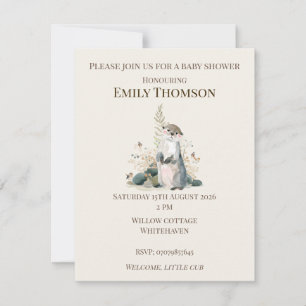 Woodland Otter Baby Shower Uitnodiging