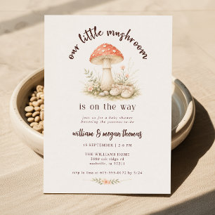 Woodland Our Little Mushroom Baby Shower Kaart