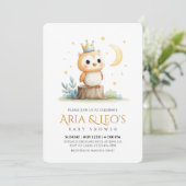 Woodland Owl Baby shower Invitation Kaart (Staand voorkant)