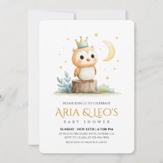 Woodland Owl Baby shower Invitation Kaart