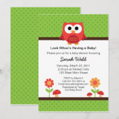 Woodland Owl Baby shower Invitation Kaart (Voorkant / Achterkant)