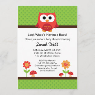 Woodland Owl Baby shower Invitation Kaart