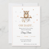 Woodland Owl Baby shower Invitation Kaart (Voorkant)