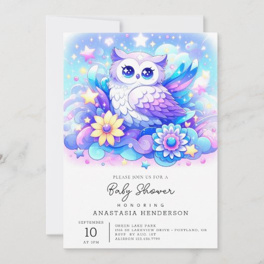Woodland Owl Baby shower Kaart (Voorkant)