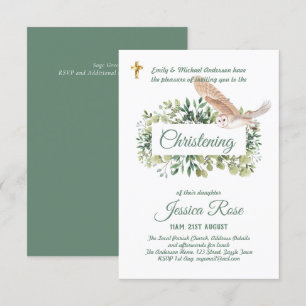 Woodland Owl Christening Invites Baptism