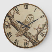 Woodland Owl Clock - Cozy Cabin Decor Grote Klok (Voorkant)