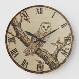 Woodland Owl Clock - Cozy Cabin Decor Grote Klok