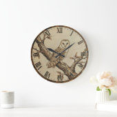 Woodland Owl Clock - Cozy Cabin Decor Grote Klok (Huis)