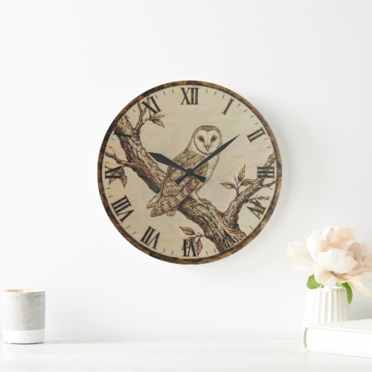 Woodland Owl Clock - Cozy Cabin Decor Grote Klok (Huis)