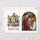 Woodland Owl Cozy Forest Christmas Magic Photo Feestdagenkaart (Voorkant)
