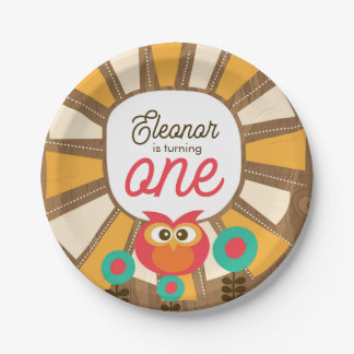 Woodland Owl First Birthday Invitation – One Year  Papieren Bordje