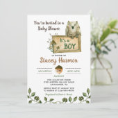 Woodland Owl Het is een Baby shower-uitnodiging. Kaart (Staand voorkant)