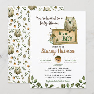 Woodland Owl Het is een Baby shower-uitnodiging. Kaart