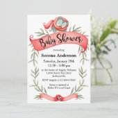 Woodland Owl in het Baby shower Red Scarf Kaart (Staand voorkant)