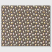 Woodland Owl Pattern, Kinder Brown Cadeaupapier (Vlak)