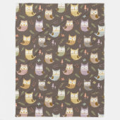 Woodland Owl Pattern, Kinder Brown Fleece Deken (Voorkant)