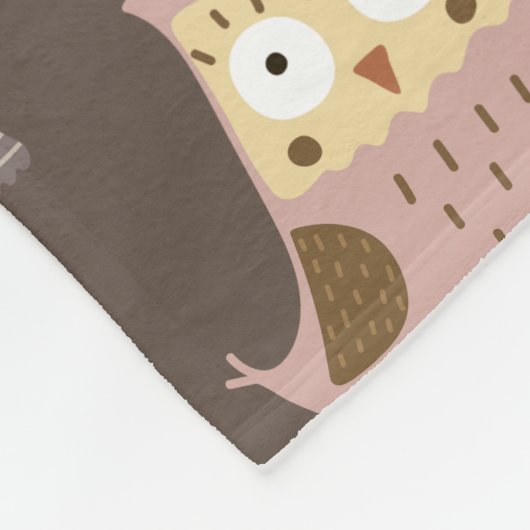 Woodland Owl Pattern, Kinder Brown Fleece Deken (Hoek)