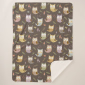 Woodland Owl Pattern, Kinder Brown Sherpa Deken (Voorkant)