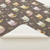 Woodland Owl Pattern, Kinder Brown Sherpa Deken (3/4)