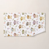 Woodland Owl Pattern, Kinder Brown White en Green Bad Handdoek (Handdoek)