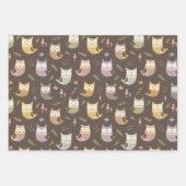 Woodland Owl Pattern, Kinder Green Brown and White Inpakpapier Vel (Voorkant 3)