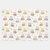 Woodland Owl Pattern, Kinder Green Brown and White Inpakpapier Vel (Voorkant 2)