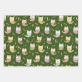 Woodland Owl Pattern, Kinder Green Brown and White Inpakpapier Vel (Voorkant)