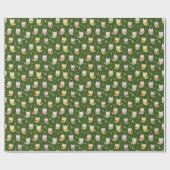 Woodland Owl Pattern, Kinder Green Cadeaupapier (Vlak)