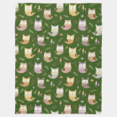 Woodland Owl Pattern, Kinder Green Fleece Deken (Voorkant)
