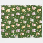 Woodland Owl Pattern, Kinder Green Fleece Deken (Voorkant (Horizontaal))