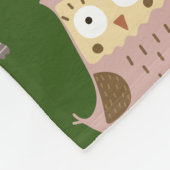 Woodland Owl Pattern, Kinder Green Fleece Deken (Hoek)