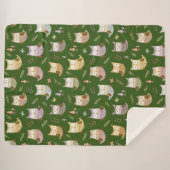 Woodland Owl Pattern, Kinder Green Sherpa Deken (Voorkant (horizontaal))