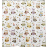 Woodland Owl Pattern, Kinder White Bathroom Douchegordijn (Voorkant)