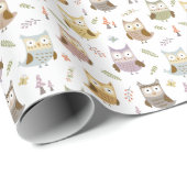 Woodland Owl Pattern, Kinder White Cadeaupapier (Rol Hoek)