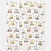 Woodland Owl Pattern, Kinder White Fleece Deken (Voorkant)