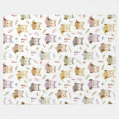 Woodland Owl Pattern, Kinder White Fleece Deken (Voorkant (Horizontaal))