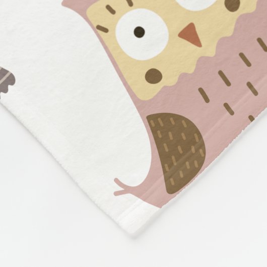 Woodland Owl Pattern, Kinder White Fleece Deken (Hoek)