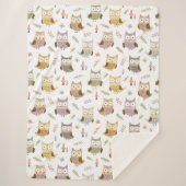 Woodland Owl Pattern, Kinder White Sherpa Deken (Voorkant)