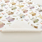 Woodland Owl Pattern, Kinder White Sherpa Deken (3/4)